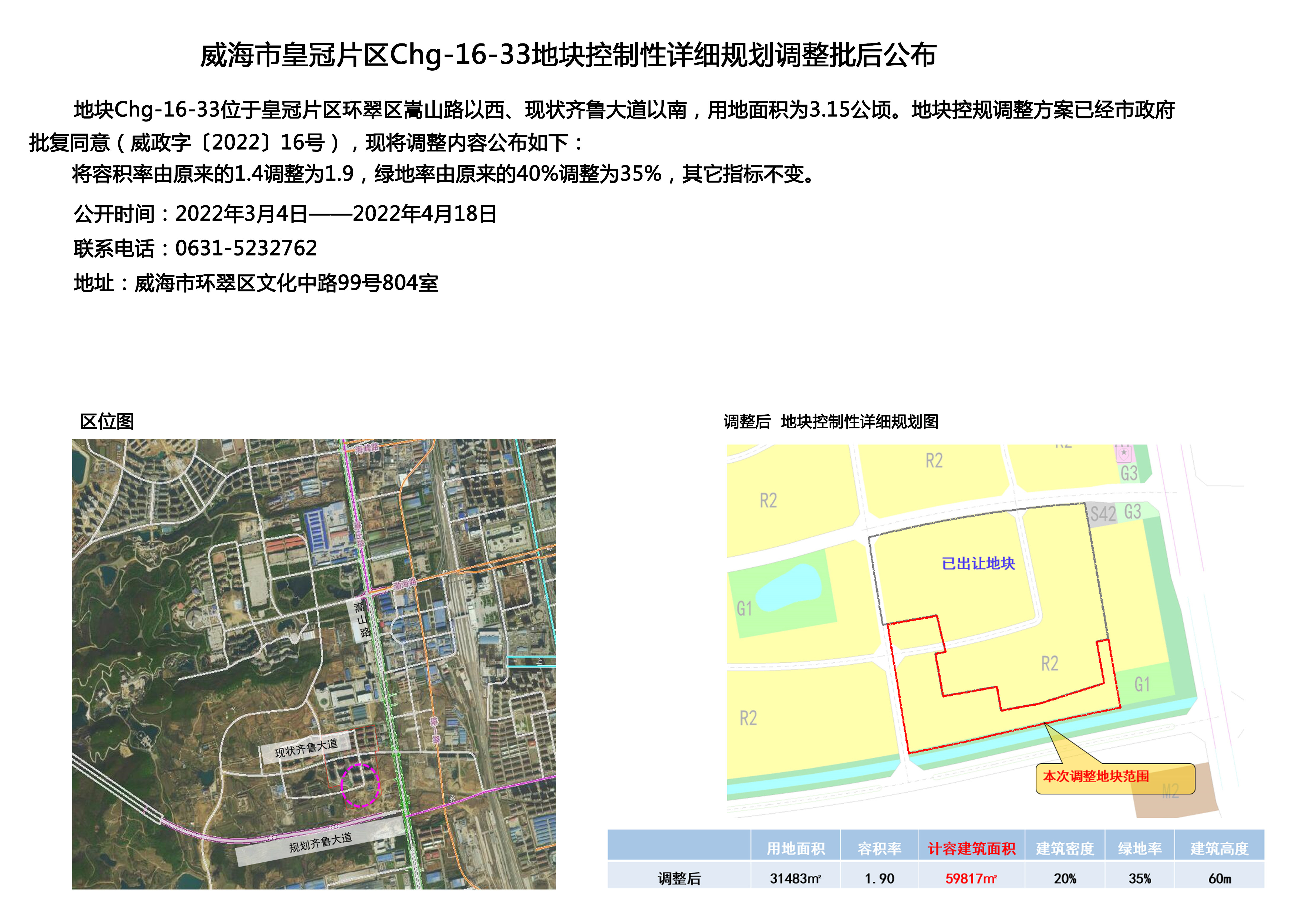 威海市自然资源和规划局 规划计划 6个地块控制性详细规划调整批后公布图