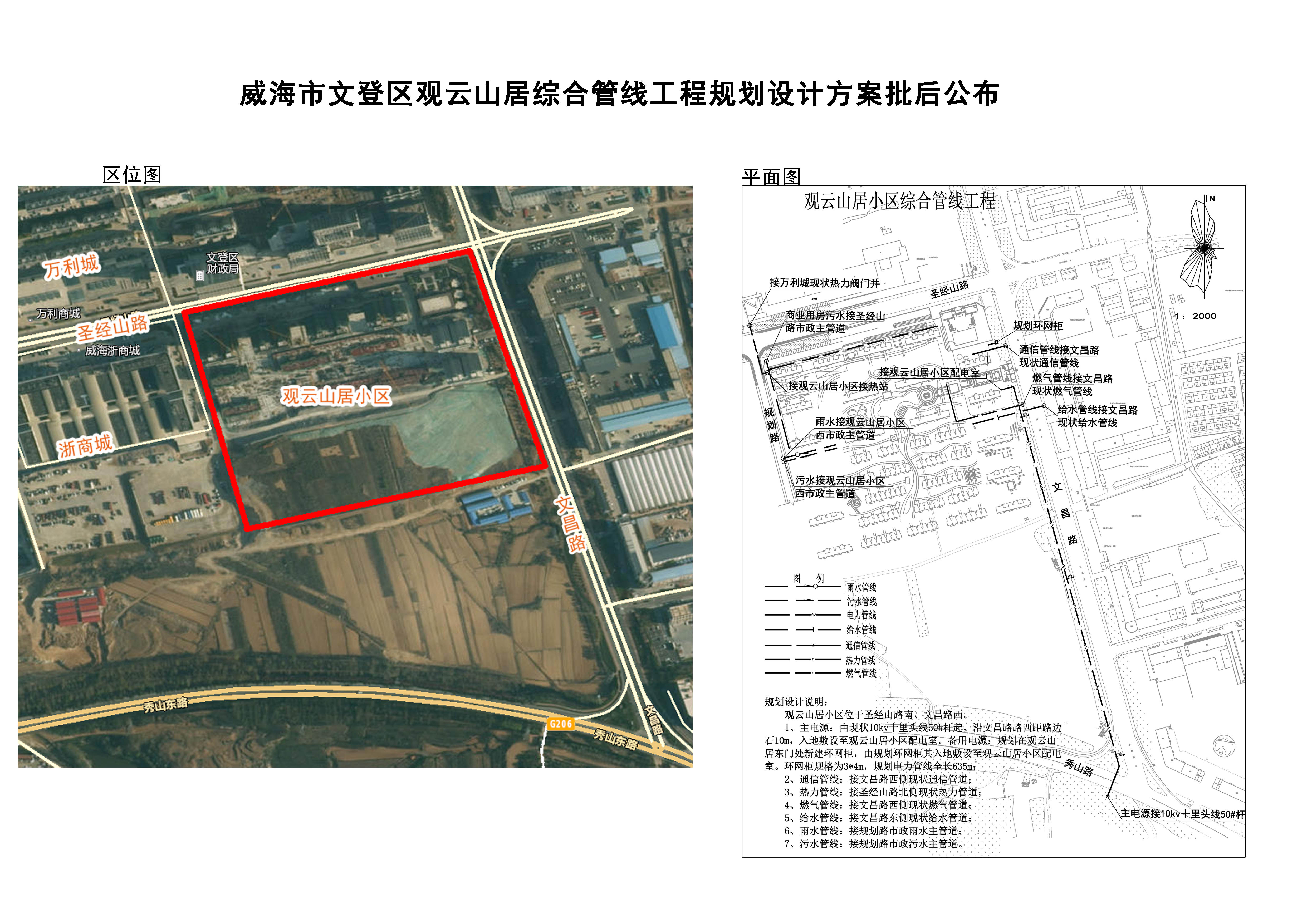 威海市文登区观云山居综合管线工程规划设计方案批后公布