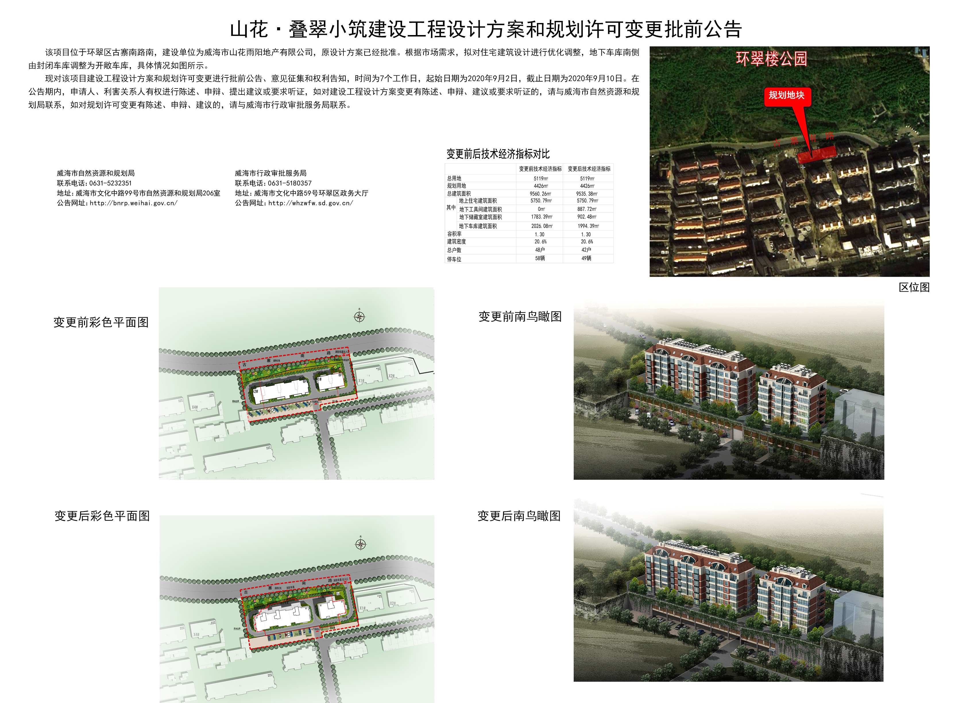 威海市自然资源和规划局 规划信息 山花·叠翠小筑建设工程设计方案和规划许可变更批前公告